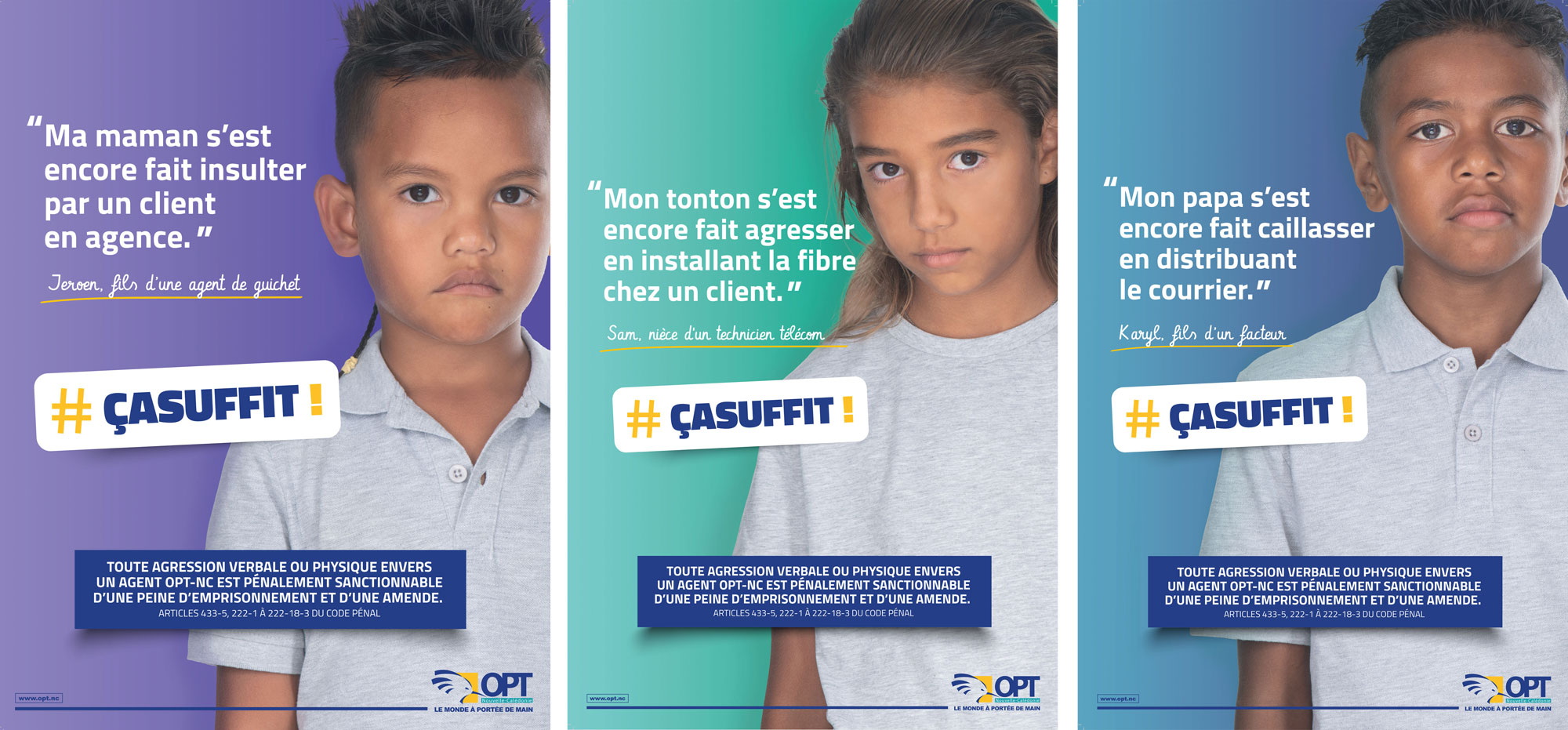 affiches de la campagne OPT de sensibilisation pour lutter contre les incivilités