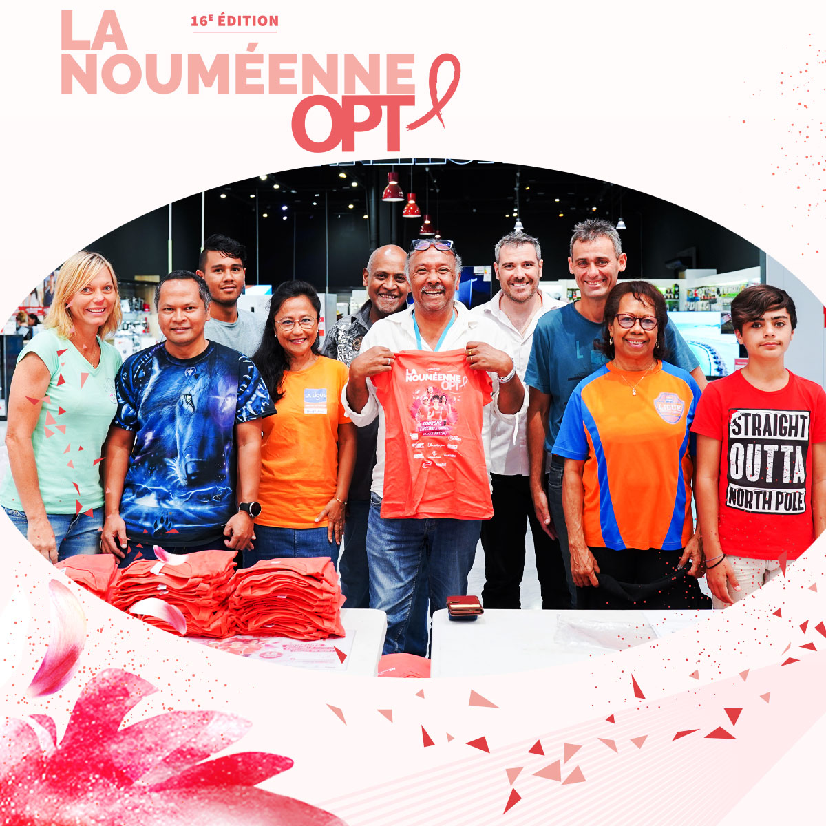 La ligue contre le cancer NC lors de la remise des t-shirt La Nouméenne OPT 2021.